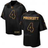 Camiseta Dallas Cowboys Prescott Negro 2016 Nike Elite Pro Line Gold NFL Hombre
