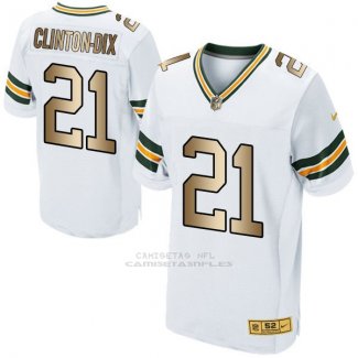 Camiseta Green Bay Packers Clinton-Dix Blanco Nike Gold Elite NFL Hombre