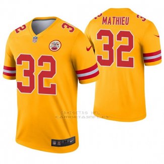 Camiseta NFL Legend Hombre Kansas City Chiefs 32 Tyrann Mathieu Inverted Oro