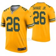 Camiseta NFL Legend Hombre Verde Bay Packers 26 Darnell Savage Jr. Inverted Oro