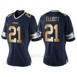 Camiseta NFL Limited Mujer Dallas Cowboys 21 Ezekiel Elliott Oro Azul