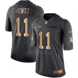 Camiseta Philadelphia Eagles Wentz Negro 2016 Nike Gold Anthracite Salute To Service NFL Hombre