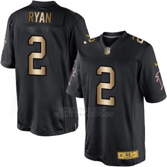 Camiseta Atlanta Falcons Ryan Negro Nike Gold Elite NFL Hombre