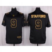 Camiseta Detroit Lions Stafford Negro Nike Elite Pro Line Gold NFL Hombre