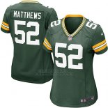 Camiseta Green Bay Packers Matthews Verde Militar Nike Game NFL Mujer
