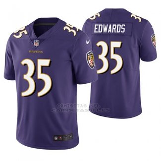Camiseta NFL Limited Hombre Baltimore Ravens Gus Edwards Violeta Vapor Untouchable