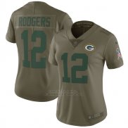 Camiseta NFL Limited Mujer Green Bay Packers 22 Rodgers 2017 Salute To Service Verde