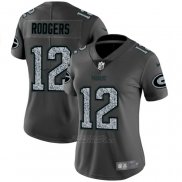 Camiseta NFL Limited Mujer Green Bay Packers Rodgers Static Fashion Gris