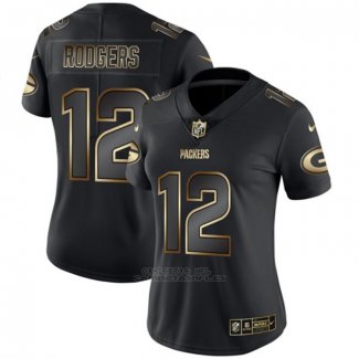 Camiseta NFL Limited Mujer Green Bay Packers Rodgers Vapor Untouchable Negro
