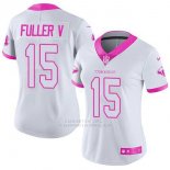 Camiseta NFL Limited Mujer Houston Texans 15 Will Fuller V Blanco Rosa Stitched Rush Fashion