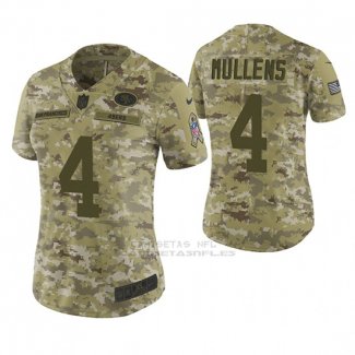 Camiseta NFL Limited Mujer San Francisco 49ers Nick Mullens Camuflaje 2018 Salute To Service