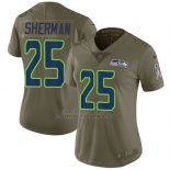 Camiseta NFL Limited Mujer Seattle Seahawks 25 Richard Sherman Verde Stitched 2017 Salute To Service