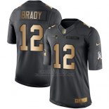 Camiseta New England Patriots Brady Negro 2016 Nike Gold Anthracite Salute To Service NFL Hombre