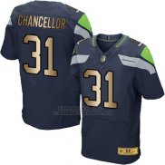 Camiseta Seattle Seahawks Chancellor Profundo Azul Nike Gold Elite NFL Hombre