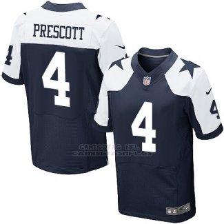 Camiseta Dallas Cowboys Prescott Profundo Azul y Blanco Nike Elite NFL Hombre