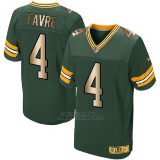 Camiseta Green Bay Packers Favre Verde Nike Gold Elite NFL Hombre