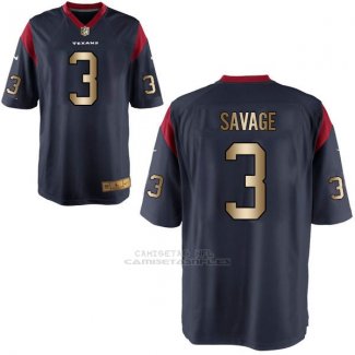 Camiseta Houston Texans Savages Profundo Azul Nike Gold Game NFL Hombre