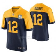 Camiseta NFL Elite Hombre Green Bay Packers Aaron Rodgers 100th Anniversary Azul