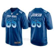 Camiseta NFL Hombre Philadelphia Eagles 65 Lane Johnson Azul NFC 2018 Pro Bowl