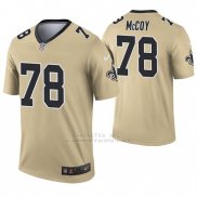 Camiseta NFL Legend Hombre New Orleans Saints 78 Erik Mccoy Inverted Oro