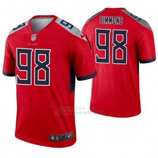 Camiseta NFL Legend Hombre Tennessee Titans 98 Jeffery Simmons Inverted Rojo