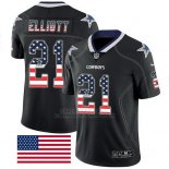 Camiseta NFL Limited Hombre Dallas Cowboys 21 Ezekiel Elliott Negro Rush USA Flag