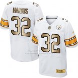 Camiseta Pittsburgh Steelers Harris Blanco Nike Gold Elite NFL Hombre