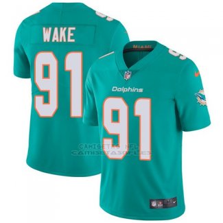 Camiseta NFL Limited Hombre Miami Dolphins 91 Cameron Wake Aqua Verde Stitched Vapor Untouchable