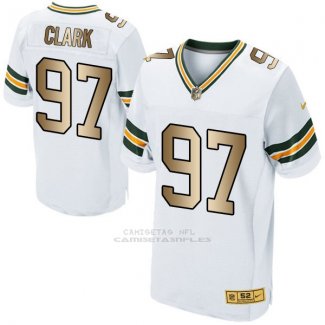 Camiseta Green Bay Packers Clark Blanco Nike Gold Elite NFL Hombre