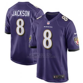 Camiseta NFL Game Hombre Baltimore Ravens 8 Lamar Jackson Violeta 2018 Draft First Round Pick