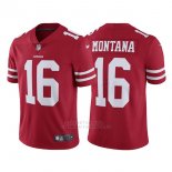 Camiseta NFL Limited Hombre San Francisco 49ers 16 Joe Montana Scarlet Vapor Untouchable Throwback