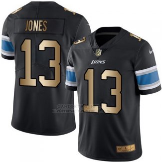 Camiseta Detroit Lions Jones Negro Nike Gold Legend NFL Hombre