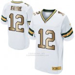 Camiseta Green Bay Packers Favre Blanco Nike Gold Elite NFL Hombre