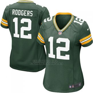 Camiseta Green Bay Packers Rodgers Verde Militar Nike Game NFL Mujer