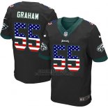 Camiseta NFL Elite Hombre Philadelphia Eagles 55 Brandon Graham Alternate USA Flag Fashion Negro