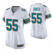 Camiseta NFL Game Mujer Miami Dolphins Jerome Baker Throwback Blanco