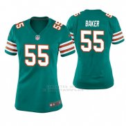 Camiseta NFL Game Mujer Miami Dolphins Jerome Baker Throwback Verde