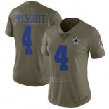 Camiseta NFL Limited Mujer Dallas Cowboys 4 Prescott 2017 Salute To Service Verde