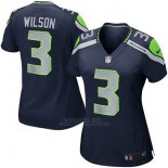 Camiseta NFL Limited Mujer Seattle Seahawks 3 Wilson Azul Replica Game