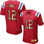 Camiseta New England Patriots Brady Rojo Nike Gold Elite NFL Hombre