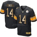 Camiseta Pittsburgh Steelers Coates Negro Nike Gold Elite NFL Hombre