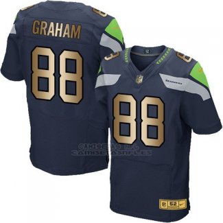 Camiseta Seattle Seahawks Graham Profundo Azul Nike Gold Elite NFL Hombre