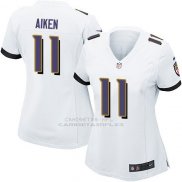 Camiseta Baltimore Ravens Aiken Blanco Nike Game NFL Mujer