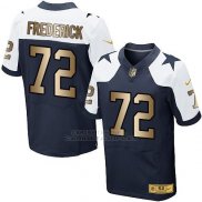 Camiseta Dallas Cowboys Frederick Blanco y Profundo Azul Nike Gold Elite NFL Hombre