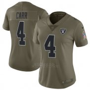 Camiseta NFL Limited Mujer Oakland Raiders 4 Carr 2017 Salute To Service Verde