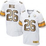 Camiseta Pittsburgh Steelers Bell Blanco Nike Gold Elite NFL Hombre