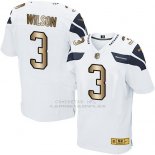 Camiseta Seattle Seahawks Wilson Blanco Nike Gold Elite NFL Hombre