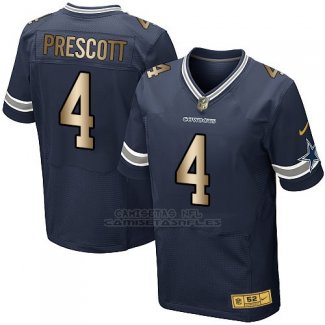 Camiseta Dallas Cowboys Prescott Profundo Azul Nike Gold Elite NFL Hombre