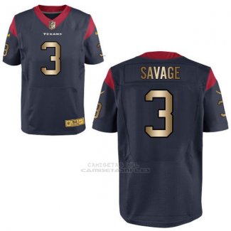 Camiseta Houston Texans Savage Profundo Azul Nike Gold Elite NFL Hombre