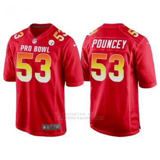 Camiseta NFL Hombre Pittsburgh Steelers 53 Maurkice Pouncey Rojo AFC 2018 Pro Bowl